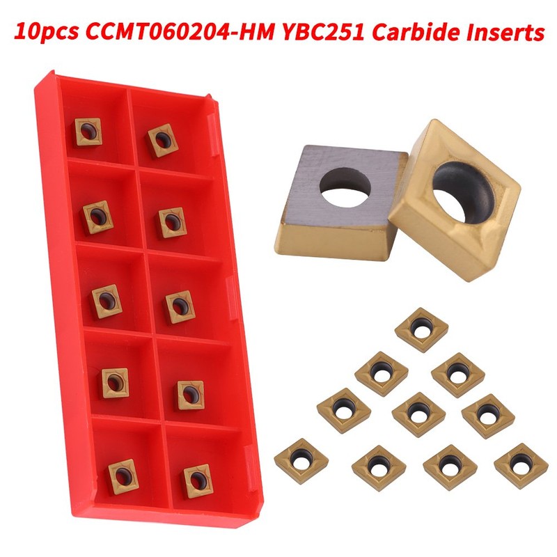 10pcs Tin-Coated CNC Carbide Insert Cutter Indexable Lathe Milling Inserts