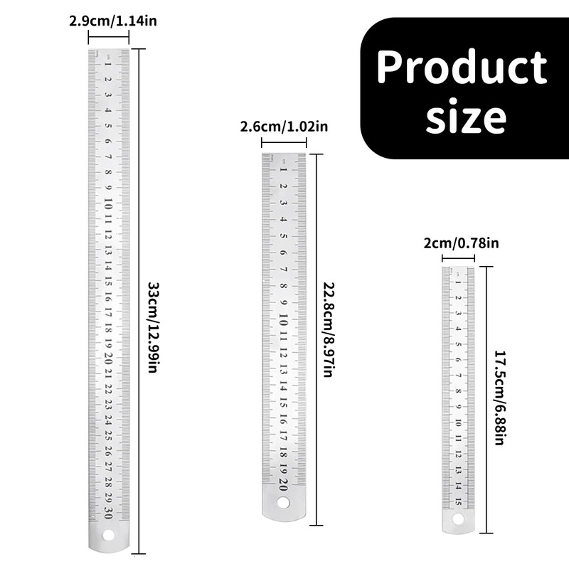 KIPTVO 4PCS Metal Ruler, Ruler Stainless Steel Ruler 15cm 20cm