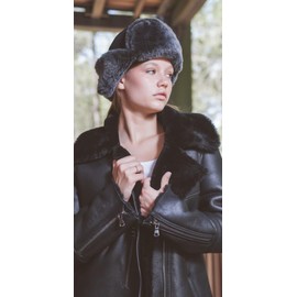 Mumcu's Leather Aviator Russian Ushanka Trapper Shearling Sheepskin Fur Ear Flap Waterproof Winter Hat