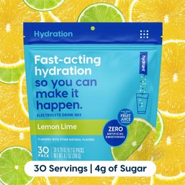 HYDRANT Sugar-Free Electrolyte Drink Mix Variety Pack - 30 Sticks | No Stevia, Real Fruit Juice Powder | Lemonade Flavor | Healthcare, Probiotics, Water | Non-GMO Verified, Vegan, Gluten-Free, Made in USA - Dietary:_Low Sugar Lemon Lime
