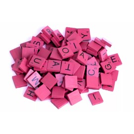 Lizzy 200pcs Wood Letter Tiles | A-Z Capital Letters Recognition Block Wooden Scrabble Tiles-Scrabble Letters for Crafts-Letter Tiles-DIY Wood Gift Decoration (Pink)