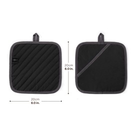 Bonthee 20 cm Pot Holder Non-Slip Durable Heat Resistant for Cooking Baking Kitchen Utensils - Black - Pack of 4