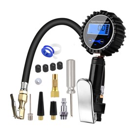 KOZTOL Digital Tire Inflator with Pressure Gauge, 200 PSI Heavy Duty Air Chuck and Compressor Accessories with Rubber Hose and Quick Connect Coupler, Portable Air Compressor