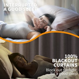 YoungsTex Burlap Linen Blackout Curtains 63 Inches Length, Full Room Darkening Grommet Linen Textured Drapes for Bedroom Living Room Thermal Insulated, 2 Panels, 52 X 63 Inch