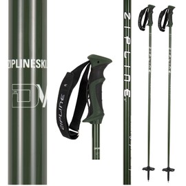 Zipline Blurr 16.0 Graphite Composite Downhill Ski Poles - Lightweight, Freeride All-Mountain, Vibration Dampening, Choice of Gold Medalist David Wise (Army Green, 50" in./127 cm)