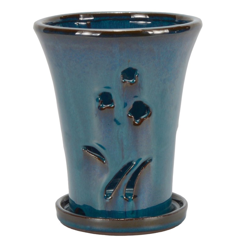 W&W Orchid Pot with Holes and Saucer for Repotting, 6