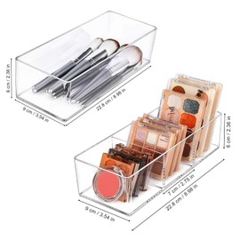 JessLab Drawer Organiser, Acrylic Makeup Organiser, Cosmetic Storage, Jewellery Display for Desk, Wardrobe, Bathroom, Washbasin,, transparent, 1+3 Compartment