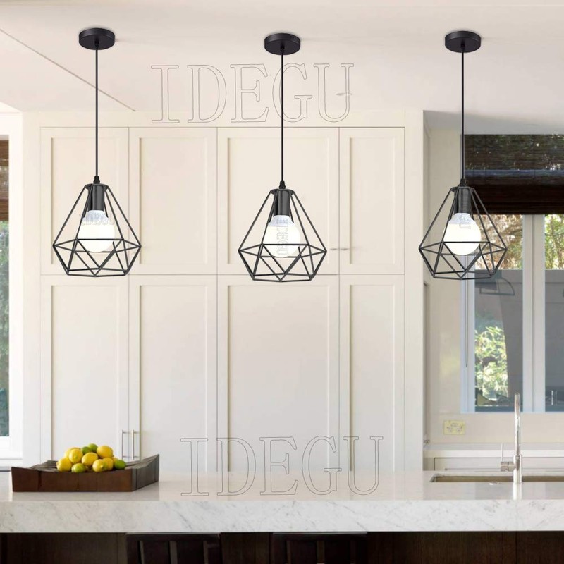iDEGU 20cm Vintage Pendant Light Chandelier Metal Cage Pendant Lamp