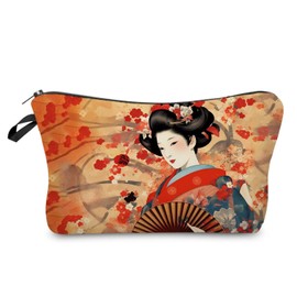 Livel lhood Japanese Geisha Makeup Bag Cute Small Organizer Zipper Pouch Japanese Geisha Cosmetic Bag Birthday Present for Women Friends -3