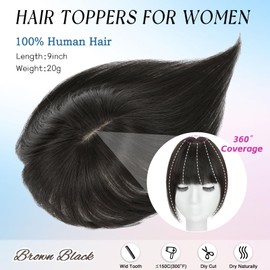 Carendia Bangs Hair Clip Human Hair Natural Black French Bangs for Women Fringe with Temples Hairpieces