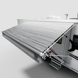 RV Awning Fabric Replacement – 19.5oz Heavy-Duty Heat-Sealed Vinyl, UV-Resistant, Weatherproof, Sunproof, Fits Electric & Manual RV Awnings, Perfect for RVs, Long-Lasting & Durable