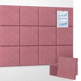 UMIACOUSTICS 12 PCS Acoustic Panels,11.8" x 11.8" x 0.35" Sound Proof Wall Panels, Sound Absorbing Panels and Cork Board for Office, Studio, Home Theater, Red