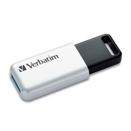 Verbatim USBSLM256GWV1 USB Memory, 256 GB, USB 3.1 (Gen1), Slide Type, USB Memory Stick with Strap Hole, White