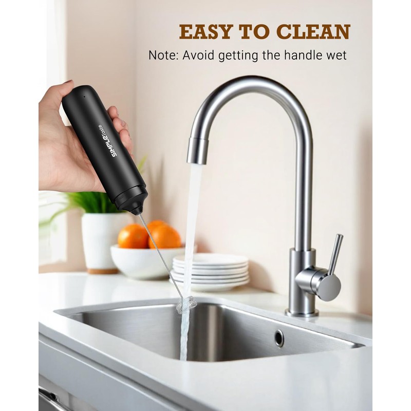 SIMPLETASTE Milk Frother Handheld Electric Foam Maker, Drink Mixer with