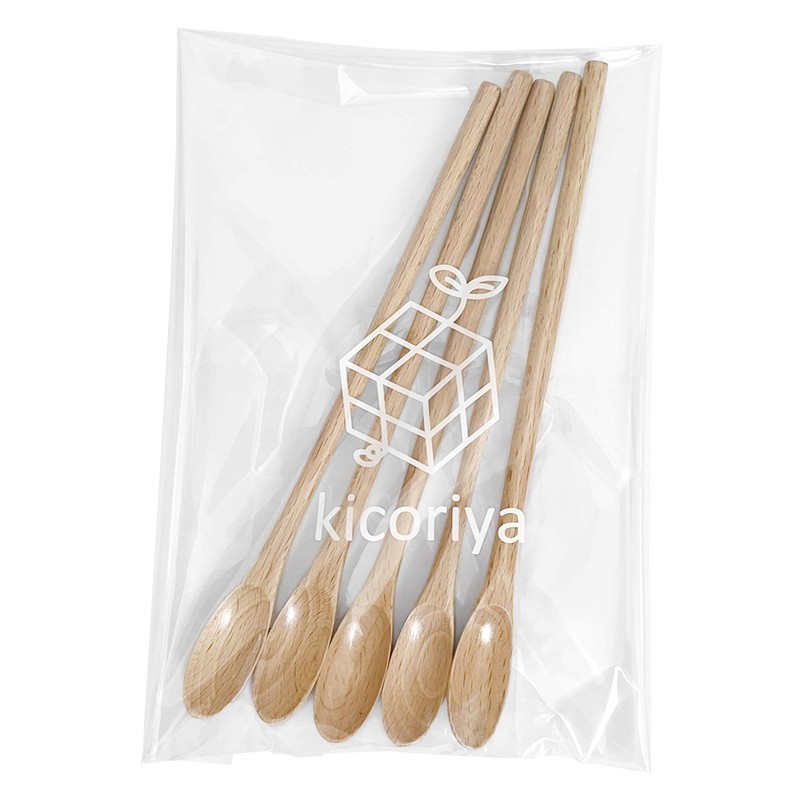 kicoriya Set of 5 Wooden Stirers Long Spoons 7.9 inches