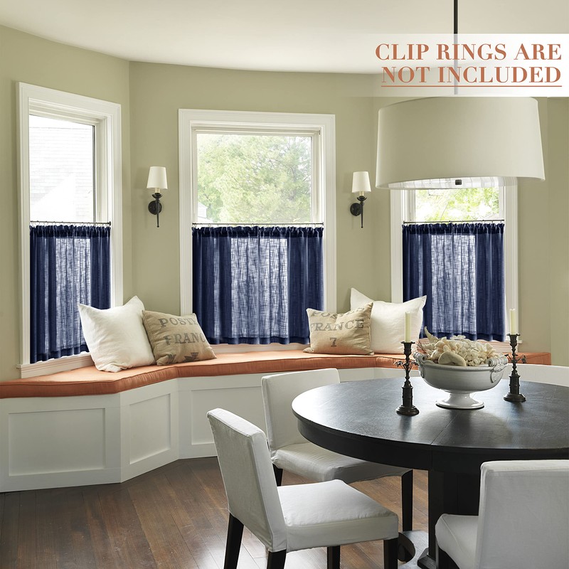 XTMYI Blue Cafe Curtains for Kitchen Window 36 Inch Length