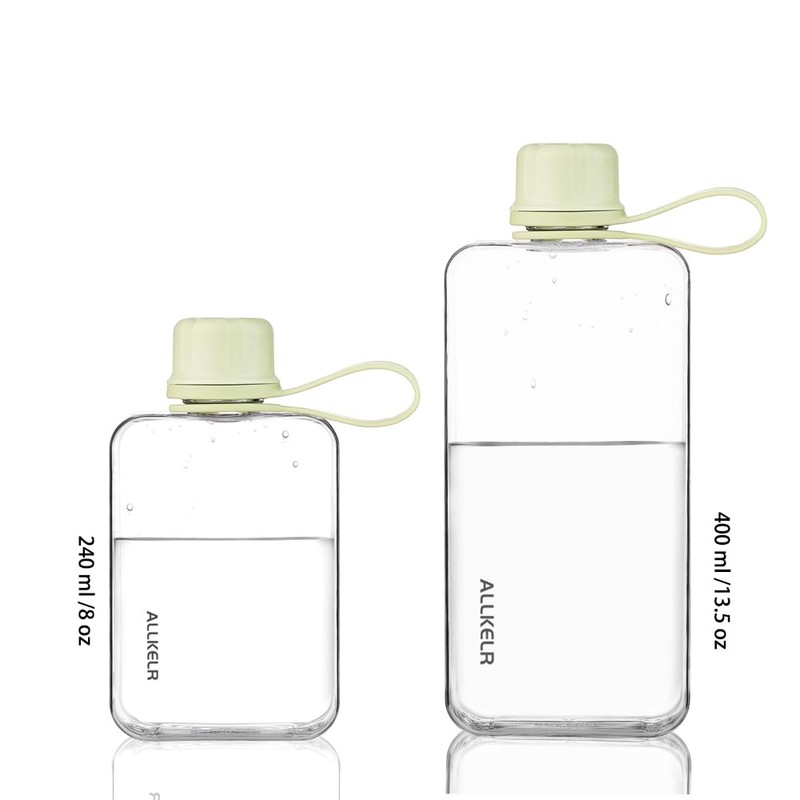 ALLKELR Portable Flat Water Bottle,BPA Free Reusable Tritan Plastic Travel