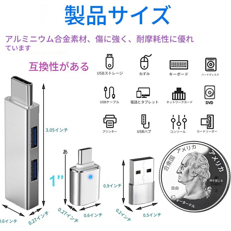 USB Hub, USB Type C Hub, 3-in-1, High Speed, Expansion,