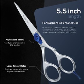 Suvorna Professional Hairdressing Scissors - 5.5 inches Hair Scissors - Japanese Scissors for Hair Cutting - Razor Sharp Barber Scissors Blades - RightHand Hairdresser Scissors with Adjustment