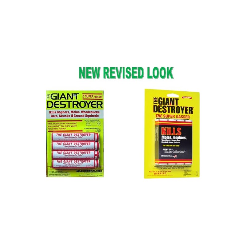 Giant Destroyer Smoke Bombs 12 Pack (48 Sticks) Kills Moles