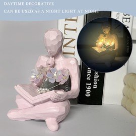 LIYAOLI Sakura Night Light Aesthetic Lamp Sculptures Bookshelf Decor Aesthetic,Desk Decorations for Women Office Home entryway Table Pink Decor