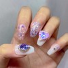 Purple ice mother-of-pearl handmade nail tips - Oval / 보랏빛
