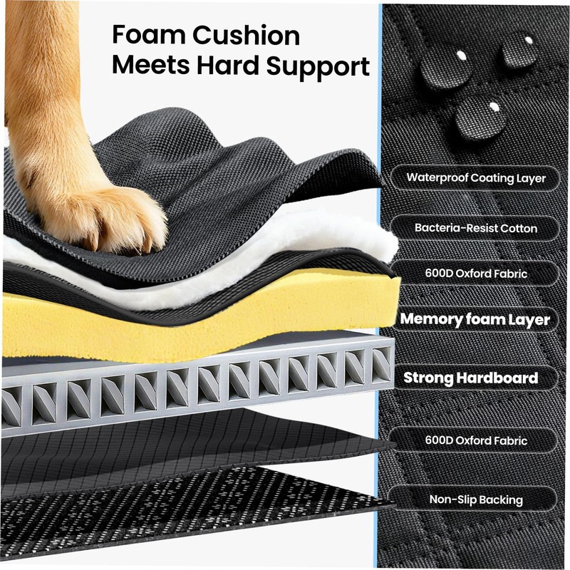 REEVAA 2.0 Hard Bottom Back Seat Cover for Large Dogs,