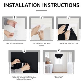 NICETOWN Blackout Door Curtain, No Tools No Drill Cordless Blinds for Windows, Thermal Insulated UV Protection Privacy Magnetic Window Curtains for French Front Door(26" W x 72" L, Black, 1 Panel)