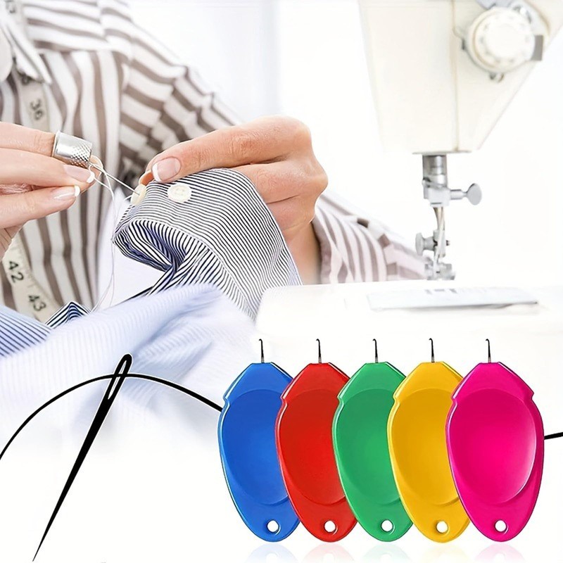 XINCHENG 10 Pieces Needle Threader, Plastic Sewing Needle Threader, Oval