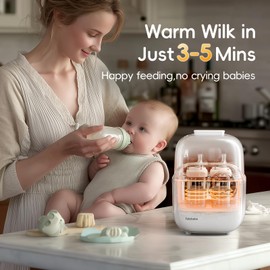 Felizbebe Bottle Warmer, 10-in-1 Baby Milk Warmer for Breastmilk or Formula, Detachable Body for Easy Cleaning, Accurate Temperature Control, Timer, Sterili-zing,Bottle Warmers for All Bottles (White)
