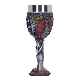 Nemesis Now Mrs Goblet, 21cm, 200ml Capacity, Resin, Black, Gothic Giftware, Cast in The Finest Resin, Expertly Hand-Painted, Stainless Steel Insert, Gothic Wedding Gift
