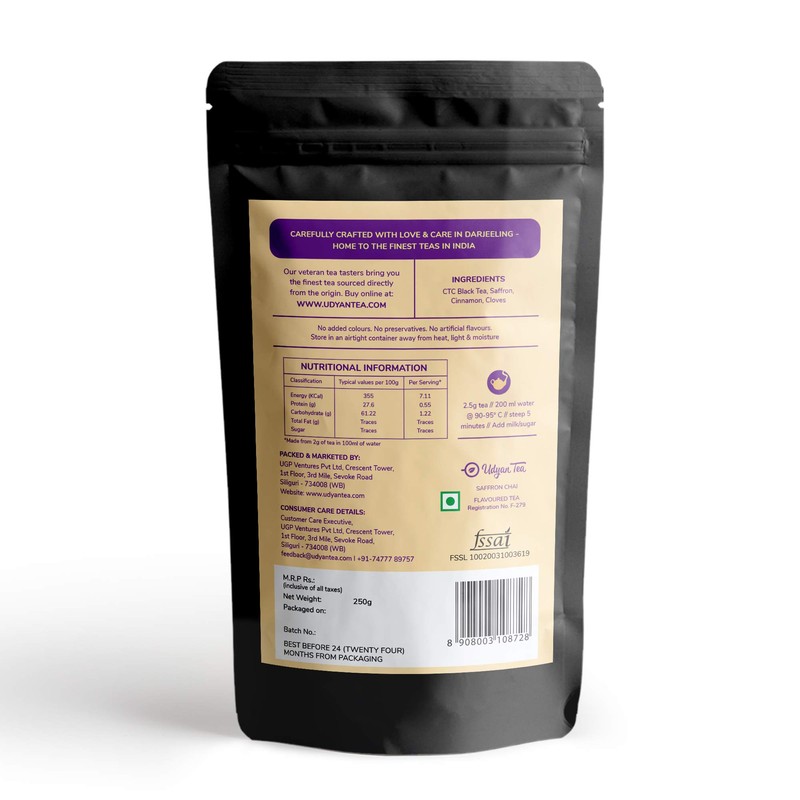 Udyan Tea Saffron Chai Tea - 250g (100 Cups) |