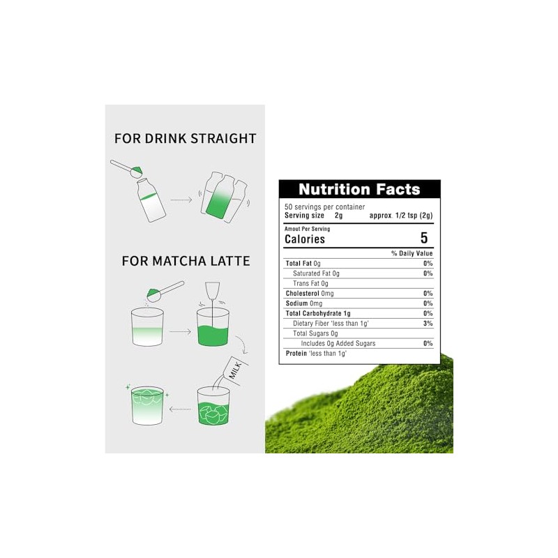 Organic Ceremonial Grade Matcha Green Tea Powder - 100% Pure