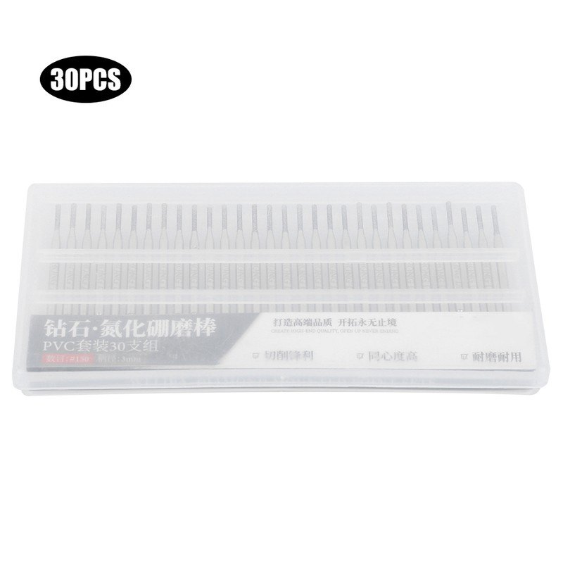 30Pcs Grinding Needle Set Emery Cylindrical Flat Head Electric Grinder