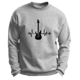 Musicians Gifts Guitar Themed Gifts Guitar Clothing Electric Guitar Heartbeat Music Premium Crewneck Sweatshirt Small Ash