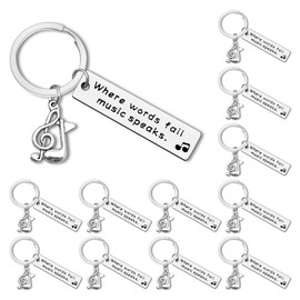 12Pcs Music Keyring Music Gifts for Music Lovers Music Teacher Appreciation Gift Music Lover Jewelry Music Keychain Gifts Musicians Jewelry Inspirational Graduation Gift Music Student Gifts Bulk