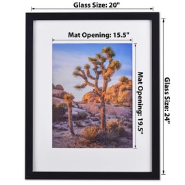 A PLUS MAX Poster Frames 20x24 Picture Frame with mat for 16x20 Picture with Polished Plexiglass Horizontal and Vertical Formats with Included Hanging Hardware-Black