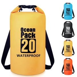 Invool Dry Bag, 5L/10L/20L/30L Waterproof Dry Bag, Dry Sack with Adjustable Shoulder Strap for Hiking, Swimming, Rafting, Surfing, Cycling, Camping, Fishing (Yellow)