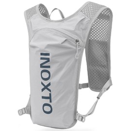 INOXTO Running Backpack, Sports, Ultra Lightweight, 4.9 oz (140 g), Hiking, Trails, Running, Bicycle Racing, Marathon, Light Reflective, Breathable, 1.3 gal (5 L), Hydration Bag, Unisex, Unisex, For Children, Black Red, (Light Gray)