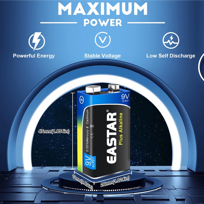 EASTAR BTS 9V Batteries - Alkaline 9 Volt Batteries (6