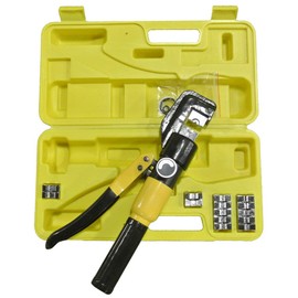KOMI 10 Ton Hydraulic Crimping Tool and Cable Cutter, Hydraulic Wire Battery Cable Lug Terminal Crimper Crimping Tool with 9 Pairs of Dies, Hand Operated Hydraulic Range 12 AWG-2/0 AWG