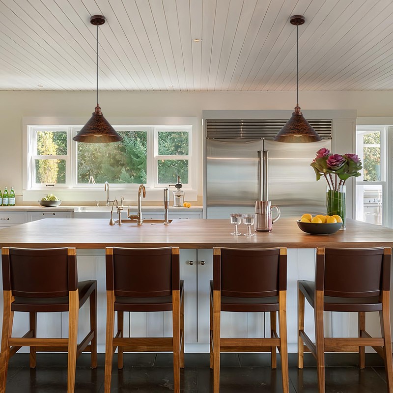 Lingkai 13.77" Farmhouse Pendant Light, Rustic Pendant Light Fixture Hanging