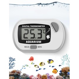 Wireless Fish Tank Thermometer, Aquarium Thermometer, Digital LCD Water Temperature Monitor for Monitoring Fish Tank Aquarium Marine Reptile Terrarium Water Temperature Test (white)