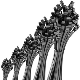 deleyCON Pack of 100 Cable Ties 200 mm x 4.8 mm (20 cm x 0.48 cm) Plastic Cable Ties Cable Holder Cable Fixation Very High Tensile Force and Tear Resistance Household and Commercial Black