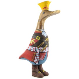Brave Wings Hand Carved Wooden Bamboo Duck ~ Pirate Duck 23cm High ~ Ornament Sculpture Figurine Statue Unique Table Decoration Home Decor ~ 1409