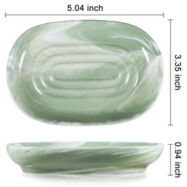 Bochino Handcrafted Fancy Ceramic Soap Dish, Decorative Soap Holder with Unique Marble Textures,Non-Slip Soap Bar Holder for Bathroom and Kitchen (Green)