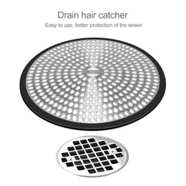 LEKEYE Shower Drain Hair Catcher | Strainer | Shower Stall Drain Cover | Bathroom Drain Protector Stainless Steel and Silicone(Black)
