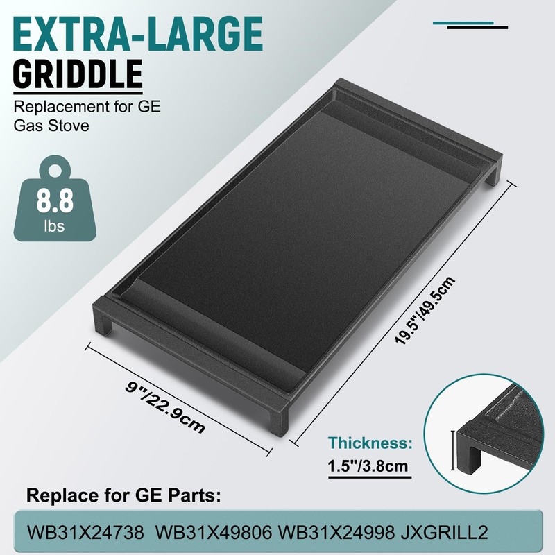 Upgraded WB31X24738 Cast Iron Griddle Replacement for GE Appliance Stove