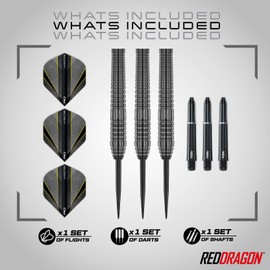 RED DRAGON Darts - Seren Onyx 2 21g - 90% Tungsten Professional Steel Tip Dart Set with Dart Flights and Dart Shafts