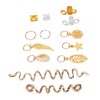 206pcs Dreadlocks Hair Jewelry Rings DIY Alloy Metal Golden Silver